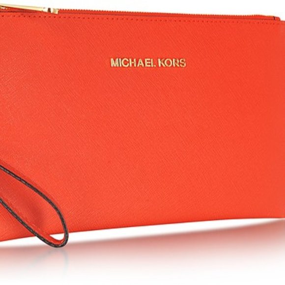 MICHAEL Michael Kors Handbags - Michael Kors Large Zip Clutch Wristlet in Red